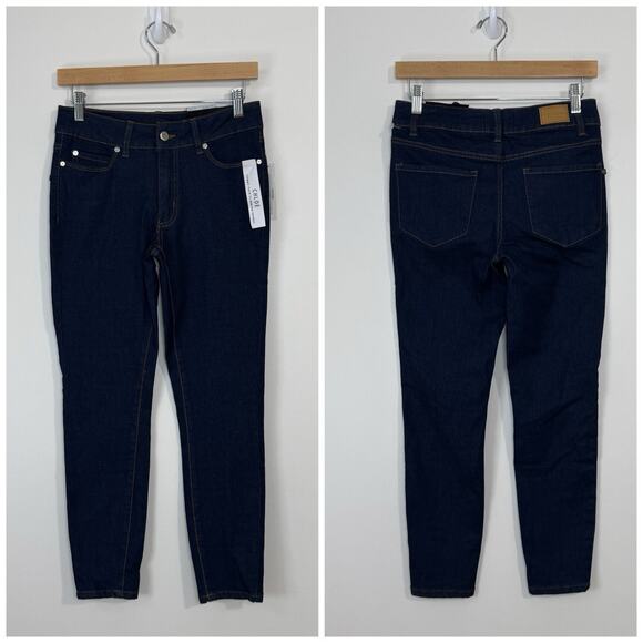TAHARI Chloe Fit Solution Skinny Tummy Tuck Slimming Jeans Size 6/28 Dark Wash - Picture 1 of 13